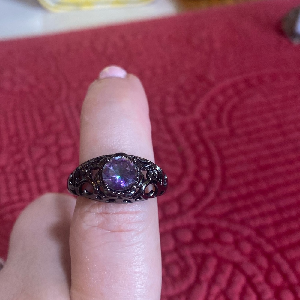 Black Gold Filled Rainbow Fire Mystic Topaz Ring